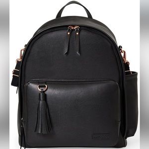 Skip Hop Greenwich Tasseled Vegan Leather Backpack Diaper Bag in Black NWOT